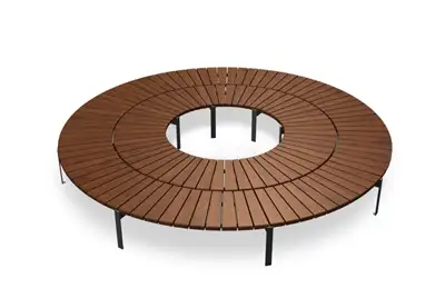 EXTERY : BANQUETTE RONDE DOUBLE JADA 3,70m - pin Linax, ref JD370-250-P