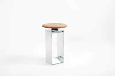 TABOURET SUME - bois tropical - pied rectangulaire