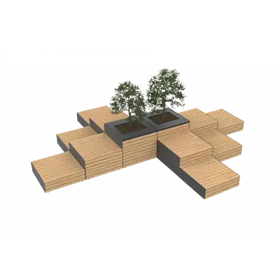 PARKLET PLAT-O-PARC 9 - module combiné jardinières et assises