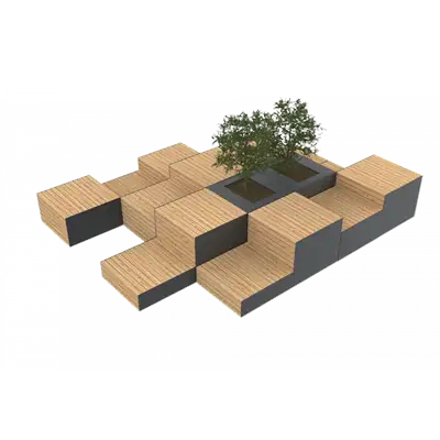 PARKLET PLAT-O-PARC 10 - module combiné jardinières et assises
