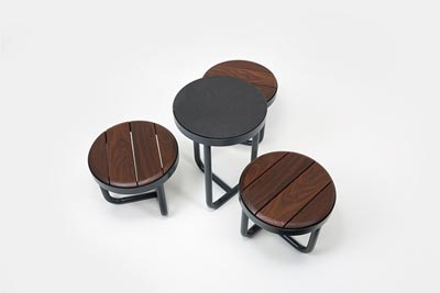 TABOURET ROND TIIDE - frêne rétifié