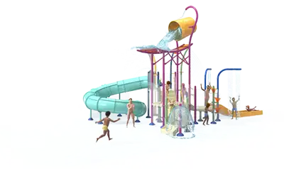 STRUCTURE ELEVATION - jeux aquatiques et toboggan en spirale