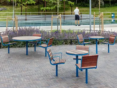 NOLA : CHAISE PIVOTANTE PARCO SANS ACCOUDOIRS - bois de Jatoba - à sceller, ref Ö19-22MCJ