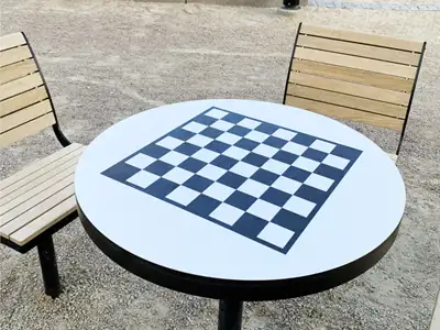 NOLA : TABLE RONDE PARCO AVEC ÉCHIQUIER ø66cm - à sceller, ref Ö19-24/66MC/SCHACK