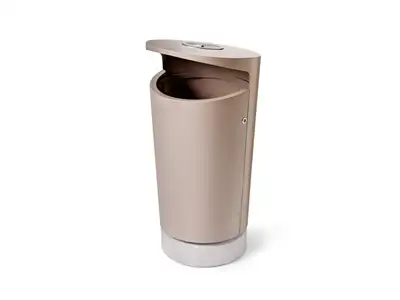 NOLA : CORBEILLE ELBIN 120l AVEC CENDRIER - sur socle béton gris, ref Ö30-60/120F/ASK/C