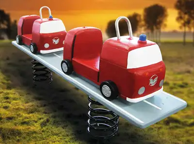SPIELART : JEU SUR RESSORT DOUBLE CAMION DE POMPIER, ref P164