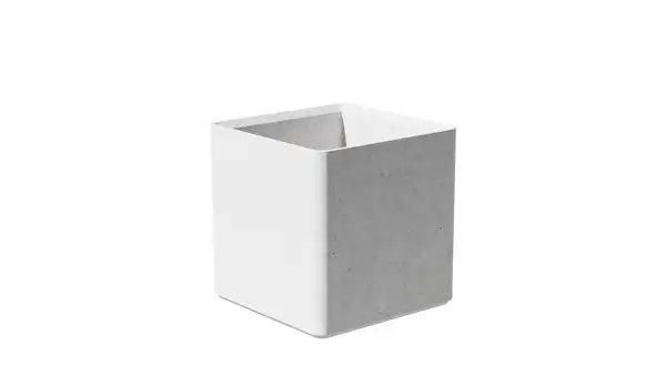 JARDINIÈRE CUBE AR PURO - béton lisse pigmenté blanc AMOP