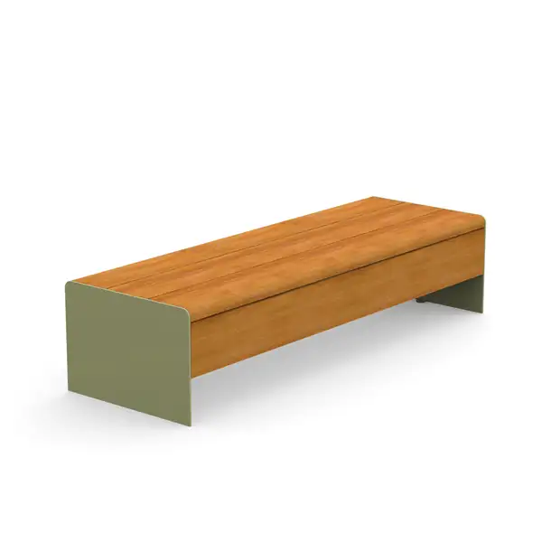 BANQUETTE BRU - acier et lames de bois tropical DURBANIS