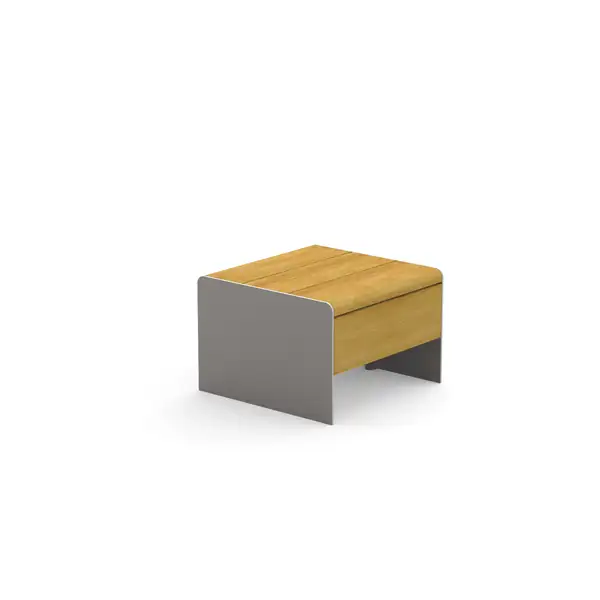 POUF BRU - acier inoxydable et lames de bois tropical DURBANIS