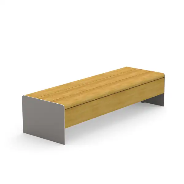 BANQUETTE BRU - acier inoxydable et lames de bois tropical DURBANIS