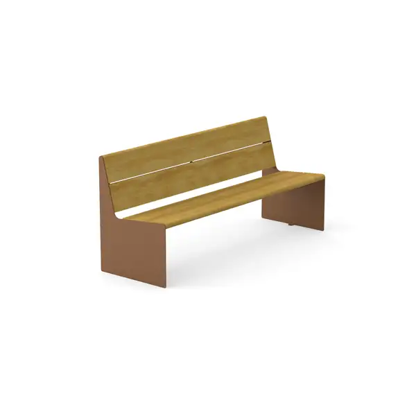 BANC HEY - acier Corten et pin nordique DURBANIS