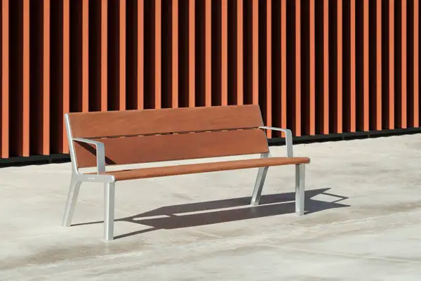 BANC MILOU AVEC ACCOUDOIRS - aluminium et bois tropical DURBANIS