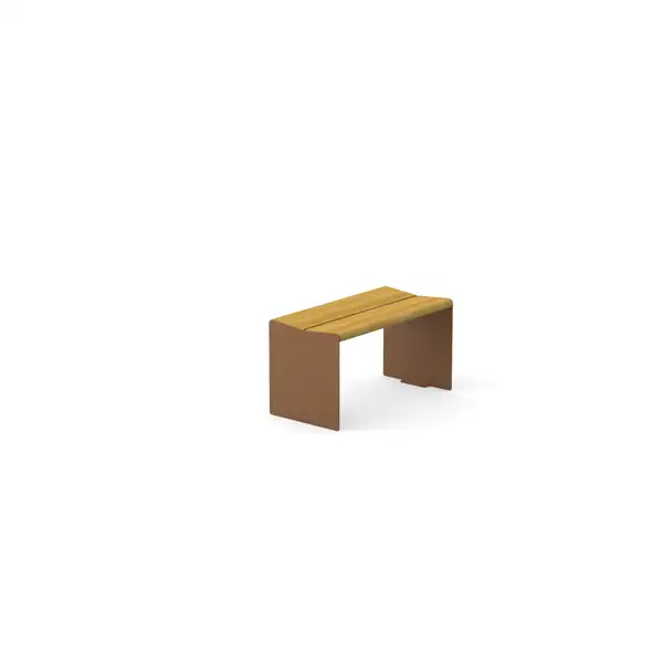 BANQUETTE COURTE HEY - acier Corten et bois tropical DURBANIS