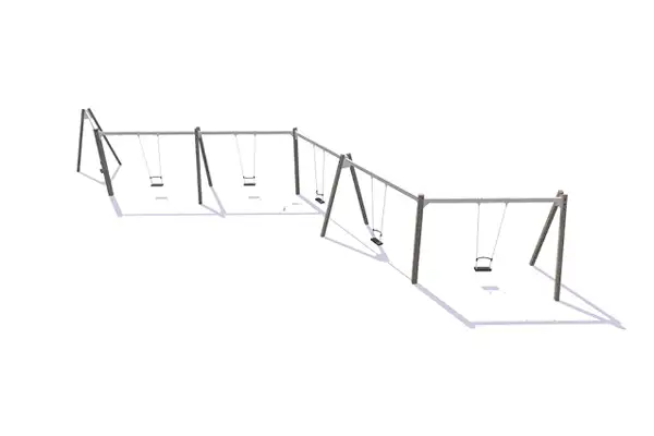 Portique balançoire 6 sièges plats avec barre de retenue. Poteau en chêne. Hauteur 2,40m ELVERDAL