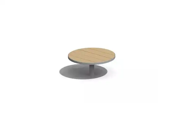 Plateforme rotative ø100cm position assise avec plateforme en mélèze et cadre acier inoxydable ELVERDAL