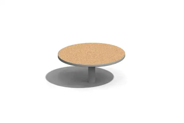 Plateforme rotative ø100cm position assise avec plateforme en liège et cadre acier inoxydable ELVERDAL