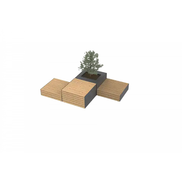 PARKLET PLAT-O-PARC 4 - module combiné jardinière et assises PLAYPARC