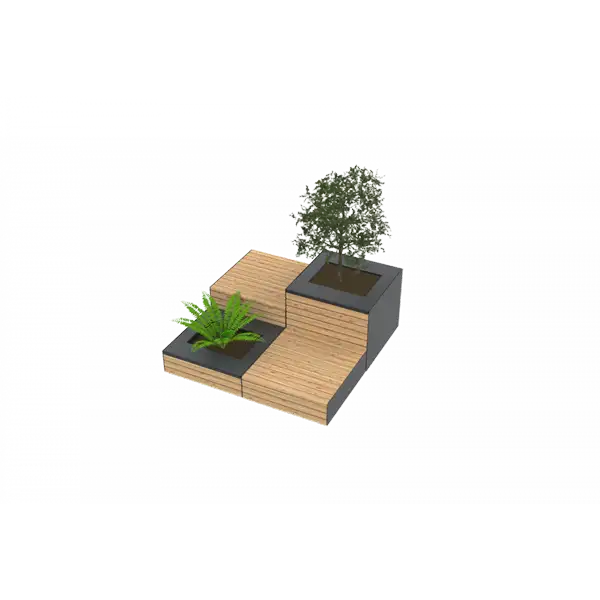 PARKLET PLAT-O-PARC 5 - module combiné jardinières et assises PLAYPARC