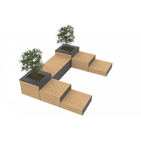 PARKLET PLAT-O-PARC 8 - module combiné jardinières et assises PLAYPARC