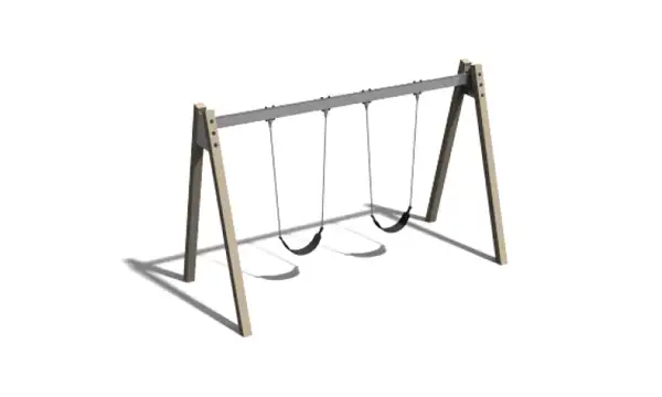 Portique balançoire double chêne, sièges souples. Hauteur 2,10m ELVERDAL