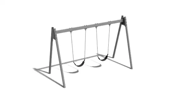 Portique balançoire double robinier, sièges souples. Hauteur 2,10m ELVERDAL