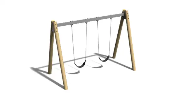 Portique balançoire double acier, sièges souples. Hauteur 2,40m ELVERDAL
