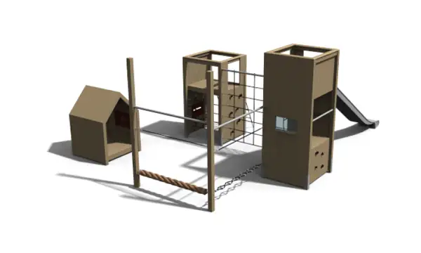 Structure de  jeux THEODORE 15 en mélèze avec filets d