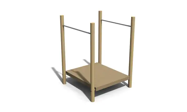 Plateforme en robinier, hauteur 0,50m. Poteaux en robinier ELVERDAL