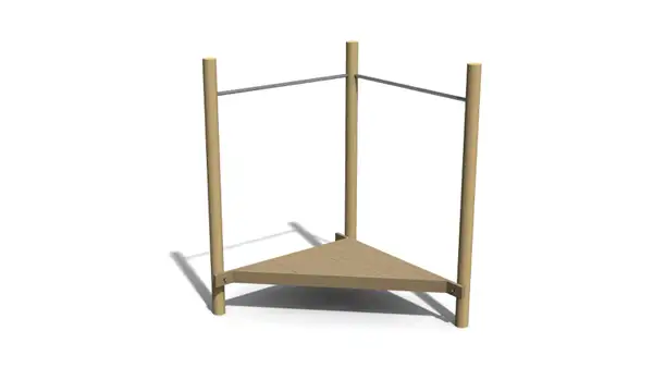 Plateforme triangulaire en robinier, hauteur 0,50m. Poteaux en robinier ELVERDAL