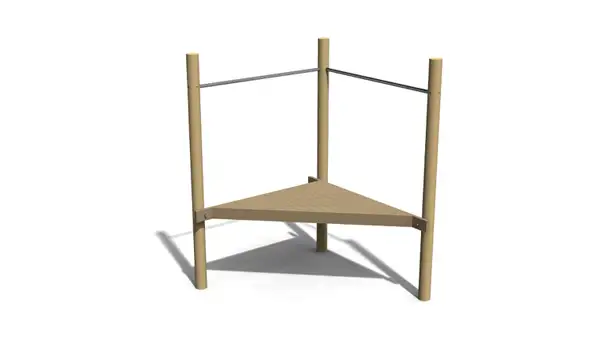 Plateforme triangulaire en robinier, hauteur 1,10m. Poteaux en robinier ELVERDAL