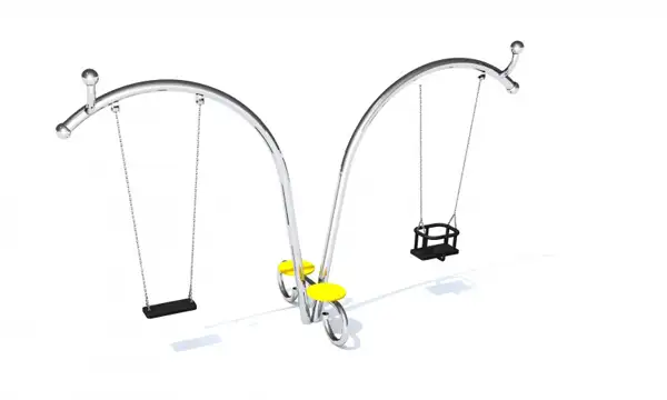 BALANÇOIRE DOUBLE ARCO 3 - siège bébé et siège plat - acier inoxydable INTER-PLAY