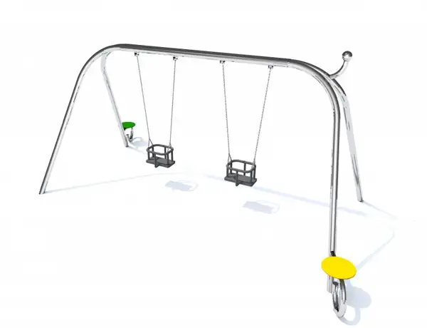 BALANÇOIRE DOUBLE ENIRO 3 - siège bébé et siège plat - acier inoxydable INTER-PLAY