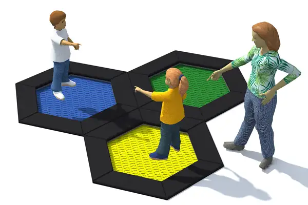 ENSEMBLE DE TRAMPOLINES HEXO 3B INTER-PLAY