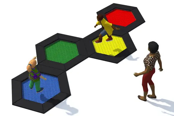 ENSEMBLE DE TRAMPOLINES HEXO 4A INTER-PLAY