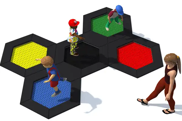 ENSEMBLE DE TRAMPOLINES HEXO 5A INTER-PLAY
