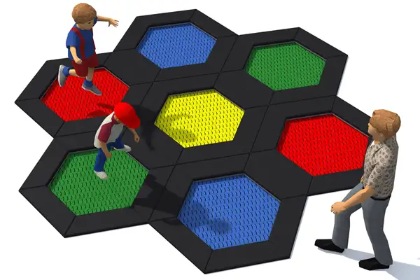 ENSEMBLE DE TRAMPOLINES HEXO 7A INTER-PLAY