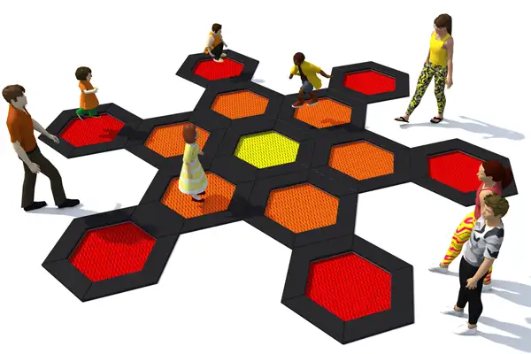 ENSEMBLE DE TRAMPOLINES HEXO 13A INTER-PLAY