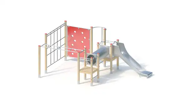 STRUCTURE DE JEUX A GRIMPER - montants robinier lamellé-collé KAISER & KÜHNE