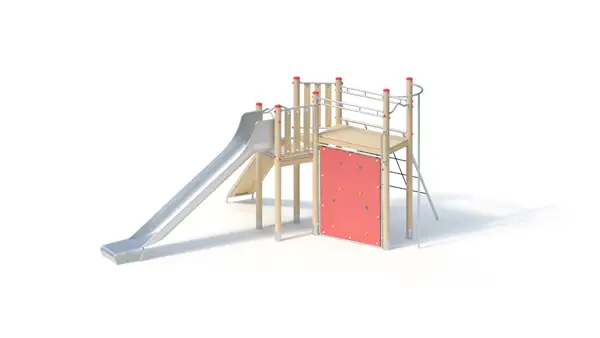 STRUCTURE DE JEUX A GRIMPER - montants robinier lamellé-collé KAISER & KÜHNE