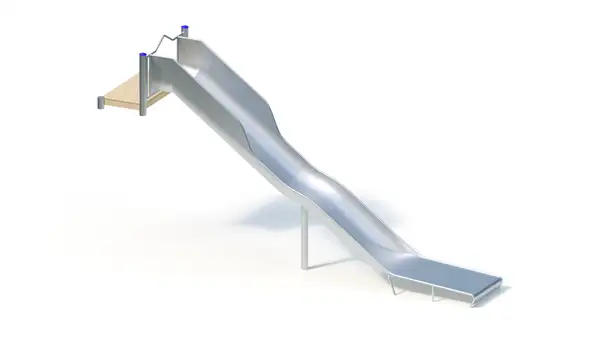 TOBOGGAN DE BUTTE GRANDE LARGEUR AVEC PLATEFORME - hauteur totale 2,80m – montants acier inoxydable KAISER & KÜHNE