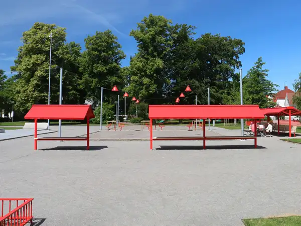 ABRI DOUBLE MARKNADSSTAND AVEC TABLE NOLA